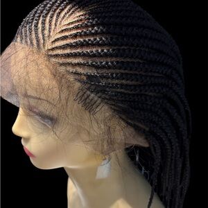 Natural Black Braided Lace Front Wig 14”